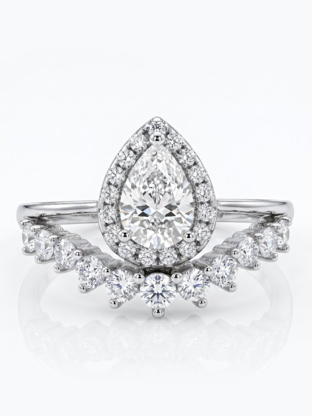 Bridal Ring with Halo Ring 925 Sterling Silver Charmed Aroma